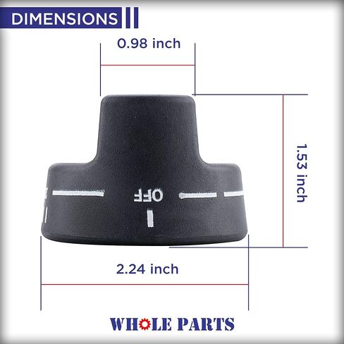 Whole Parts Thermostat Knob (Black) Part # PB010129 - Replacement & Compatible with Some Viking Ranges - Used On Most Duel Fuel Ranges - Non-OEM Parts & Accessories - 2 Yr Warranty in Kuwait