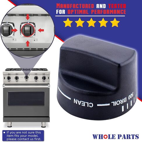 Whole Parts Thermostat Knob (Black) Part # PB010129 - Replacement & Compatible with Some Viking Ranges - Used On Most Duel Fuel Ranges - Non-OEM Parts & Accessories - 2 Yr Warranty in Kuwait