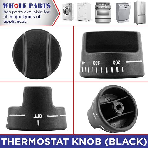 Whole Parts Thermostat Knob (Black) Part # PB010129 - Replacement & Compatible with Some Viking Ranges - Used On Most Duel Fuel Ranges - Non-OEM Parts & Accessories - 2 Yr Warranty in Kuwait