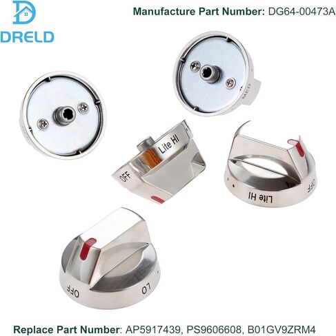 DG64-00473A Stove Knobs Burner Control Dial Knob, Compatible with Samsung Range Oven Gas Stove Knobs NX58F5700WS NX58H5600SS NX58H5650WS NX58J7750SS, Replaces DG64-00472A, AP5917439, PS9606608 (5pcs) in Saudi Arabia