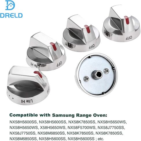 DG64-00473A Stove Knobs Burner Control Dial Knob, Compatible with Samsung Range Oven Gas Stove Knobs NX58F5700WS NX58H5600SS NX58H5650WS NX58J7750SS, Replaces DG64-00472A, AP5917439, PS9606608 (5pcs) in Saudi Arabia