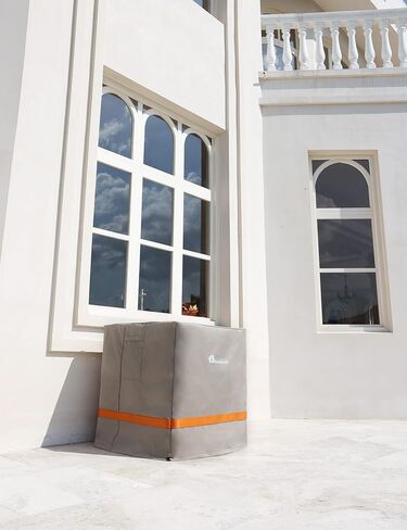 غطاء مكيف الهواء للوحدات الخارجية - غطاء مكيف مربع متين يناسب حتى 32 × 32 × 36 بوصة بني in Kuwait