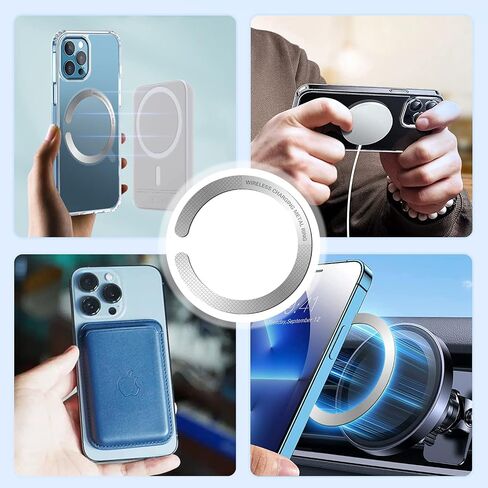 6PCS 3M Adhesive Metal Ring for Phone Case Cover, Thin Mag Safe Sticker Metallic Plate for iPhone 14 13 12 Pro Max Mini Sticky Round Piece for MagSafe Magnetic Wireless Charger Grip Holder Card Wallet in Saudi Arabia