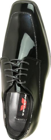 VANGELO Men's Tuxedo Shoes TUX-3 Fashion Square Toe with Wrinkle Free Material Black Patent 14W in Kuwait