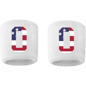 Custom Player Number Sweatband Wristband White w/USA American Flag Number - Pick Your Number in Saudi Arabia