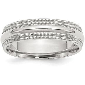 Solid 925 Sterling Silver 6mm Comfort Fit Double Milgrain Wedding Band Ring in Kuwait