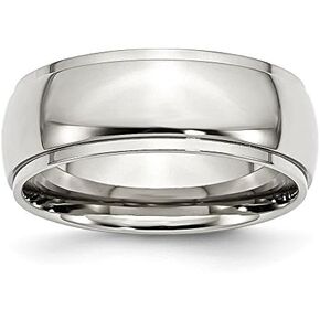 Solid Stainless Steel Bevel Step Edge 8mm Men's Plain Classic Wedding Band Ring Comfort-Fit in Saudi Arabia