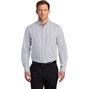 Port Authority Broadcloth Gingham Easy Care Shirt W644 2XL Gusty Grey/ White in Kuwait