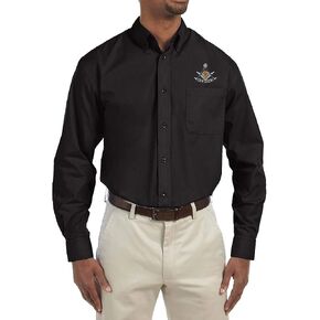 Past Master with Square & Protractor Embroidered Masonic Men's Poplin Button Down Dress Shirt in Saudi Arabia
