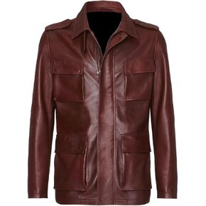 The Classo Hescotic Brown and Black Men Blazar Designer Leather Coat in Saudi Arabia