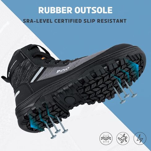 ANDANDA PAO Steel Toe Boots for Men & Women, Microfiber Leather, Kevlar Midsole, Anti-Puncture, Anti-Smash, Lightweight, Non-Slip Steel Toe Work Shoes, Manufacturing, Construction,Logistic in Saudi Arabia