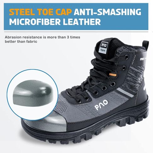 ANDANDA PAO Steel Toe Boots for Men & Women, Microfiber Leather, Kevlar Midsole, Anti-Puncture, Anti-Smash, Lightweight, Non-Slip Steel Toe Work Shoes, Manufacturing, Construction,Logistic in Saudi Arabia