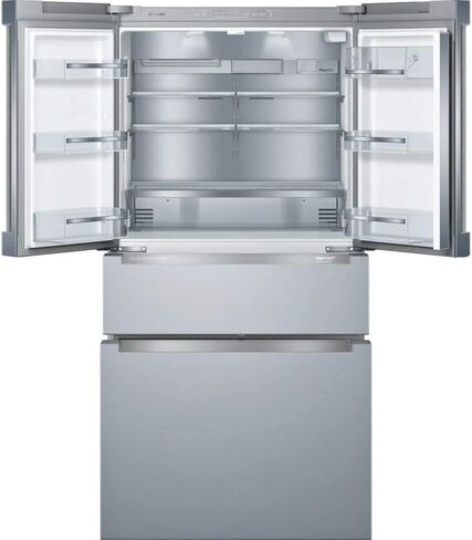 Bosch 800 Series 36 Inch Smart Freestanding Counter Depth 4 Door French Door Refrigerator with 20.5 cu. ft. Total Capacity in Stainless Steel (Recessed Handle) in Saudi Arabia
