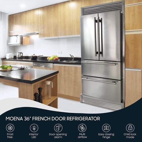 FORNO Moena 40 in. with Decorative Grill Alta Qualita Refrigerator 19.2 cu.ft French Door Stainless Steel with Ice Maker in Kuwait