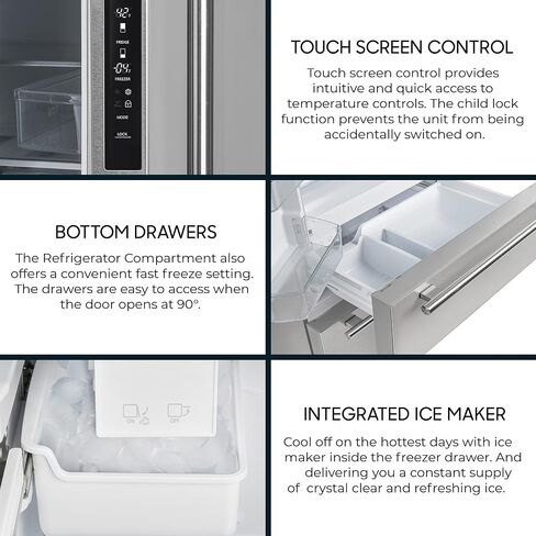 FORNO Moena 40 in. with Decorative Grill Alta Qualita Refrigerator 19.2 cu.ft French Door Stainless Steel with Ice Maker in Kuwait