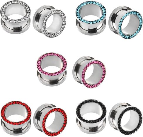 IPINK-10pcs Stainless Steel Screw Flesh Tunnel Ear Plug Expander Stretcher Muliti- Colors 8g-9/16 in Saudi Arabia