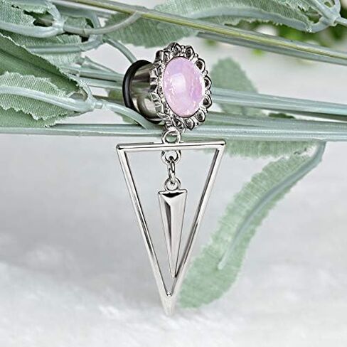 KUBOOZ Ear Plug Tunnel Gauge Stretcher Piercing Pink Spiral Pendant Stainless Steel Screw. in Kuwait