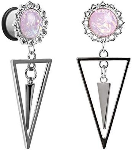 KUBOOZ Ear Plug Tunnel Gauge Stretcher Piercing Pink Spiral Pendant Stainless Steel Screw. in Kuwait
