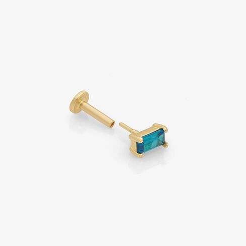 14k Solid Gold Baguette Cut Emerald Ruby Gemstone CZ Solitaire Stud Earrings Piercing Internally Threaded Cartilage Tragus Helix Conch Stud Screw On Flat Back Piercing Jewelry for Women Men Girls VVS1 in Kuwait