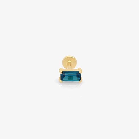 14k Solid Gold Baguette Cut Emerald Ruby Gemstone CZ Solitaire Stud Earrings Piercing Internally Threaded Cartilage Tragus Helix Conch Stud Screw On Flat Back Piercing Jewelry for Women Men Girls VVS1 in Kuwait