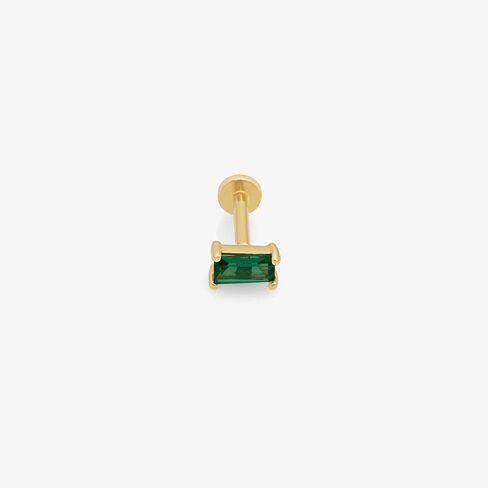14k Solid Gold Baguette Cut Emerald Ruby Gemstone CZ Solitaire Stud Earrings Piercing Internally Threaded Cartilage Tragus Helix Conch Stud Screw On Flat Back Piercing Jewelry for Women Men Girls VVS1 in Kuwait