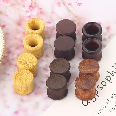 12pcs Wooden Gauges For Ear Nature Wood Tunnels Earrings Plugs Vintage Body Piercings Saddle Stretchers Set 2G-20mm in Kuwait