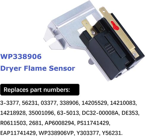338906 WP338906 Flame Sensor 279834 Gas Valve Solenoid Kit 3392519 Thermal Fuse Dryer Replacement Part Compatible with Whirlpool Kenmore Maytag Dryers Replaces 303377 DC32-00008A 306105 14205025 in Saudi Arabia