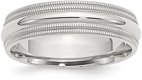 Solid 925 Sterling Silver 6mm Comfort Fit Double Milgrain Wedding Band Ring in Saudi Arabia