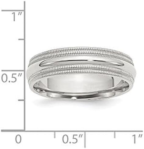 Solid 925 Sterling Silver 6mm Comfort Fit Double Milgrain Wedding Band Ring in Saudi Arabia