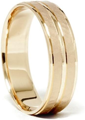 14K Yellow Gold Hammered Comfort Fit Wedding Band Ring in Saudi Arabia