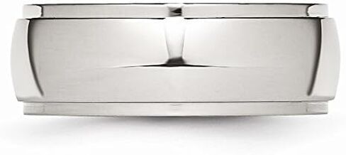 Solid Stainless Steel Bevel Step Edge 8mm Men's Plain Classic Wedding Band Ring Comfort-Fit in Saudi Arabia