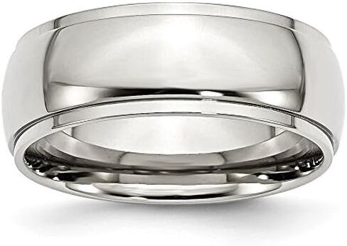 Solid Stainless Steel Bevel Step Edge 8mm Men's Plain Classic Wedding Band Ring Comfort-Fit in Saudi Arabia