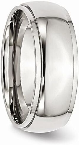 Solid Stainless Steel Bevel Step Edge 8mm Men's Plain Classic Wedding Band Ring Comfort-Fit in Saudi Arabia