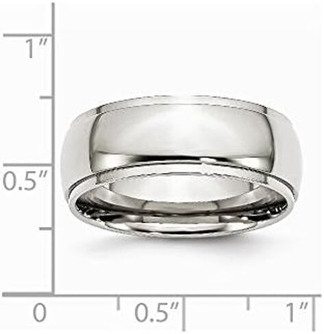 Solid Stainless Steel Bevel Step Edge 8mm Men's Plain Classic Wedding Band Ring Comfort-Fit in Saudi Arabia