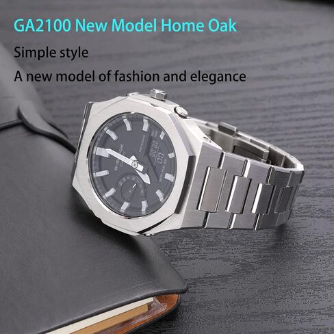 Hontao GA2100 5rd Model Home Oak All Metal Bezel Strap Simple Style In-one Watch Bands For GA2100/2110 Accessories in Saudi Arabia
