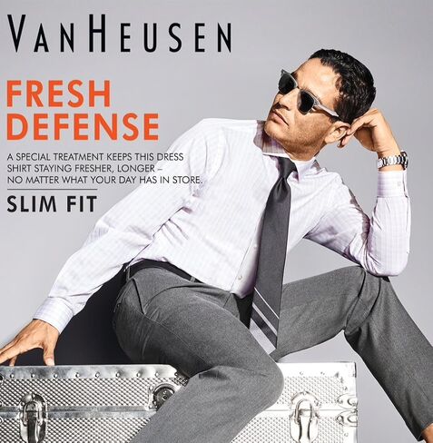 Van Heusen Men's Big & Tall Fresh Defense Slim Tall Dress Shirt in Saudi Arabia