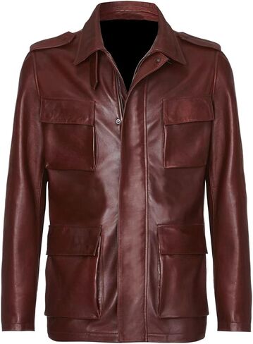 The Classo Hescotic Brown and Black Men Blazar Designer Leather Coat in Saudi Arabia