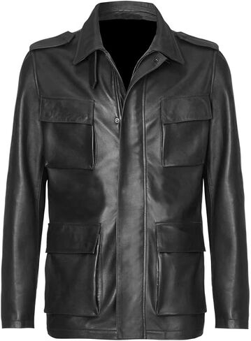 The Classo Hescotic Brown and Black Men Blazar Designer Leather Coat in Saudi Arabia