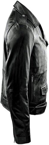 Genuine Leather Jacket Men Motorcycle Sheep Skin Casual, Zipper Race Biker Jacket in Saudi Arabia