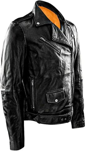 Genuine Leather Jacket Men Motorcycle Sheep Skin Casual, Zipper Race Biker Jacket in Saudi Arabia