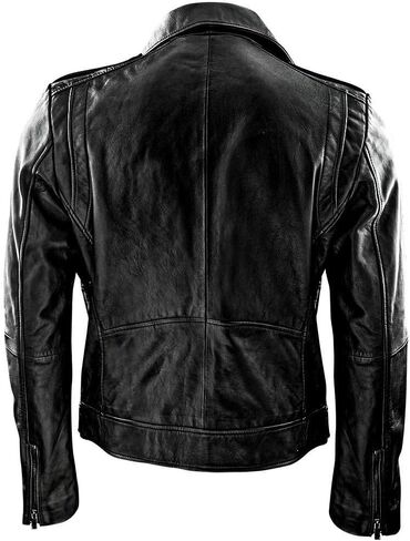 Genuine Leather Jacket Men Motorcycle Sheep Skin Casual, Zipper Race Biker Jacket in Saudi Arabia