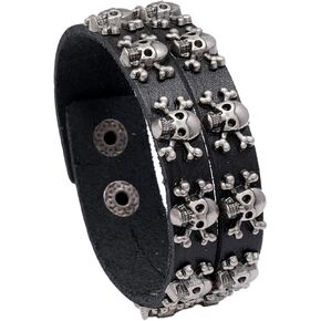 Mgutillart الشرير المعادن الجمجمة سوار واسعة الجلود معصمه سوار الكفة in Kuwait