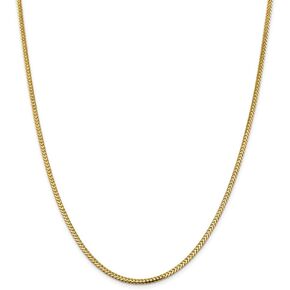 Solid 14k Yellow Gold 2.3mm Franco Chain Necklace - with Secure Lobster Lock Clasp in Kuwait