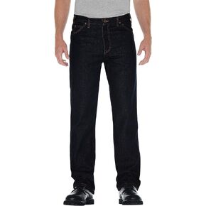 بنطلون جينز رجالي من Dickies مناسب للارتداء في الأعمال المهنية C993RBK مقاس 36x32 من قطن الدنيم مقاس عادي مع ساق مستقيمة، مقاس الخصر 91.44 سم، درزة داخلية 81.28 سم، أسود in Kuwait