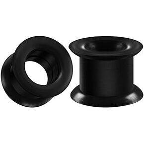 Pair of Silicone Black Double Flared Saddle Piercing Jewelry Ear Tunnel Earring Lobe Stretcher in Saudi Arabia