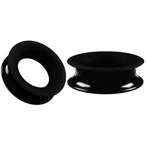 BIG GAUGES Pair of Black Silicone Double Flared Saddle Piercing Jewelry Stretcher Ear Earring Lobe Flesh Tunnel Plugs in Saudi Arabia
