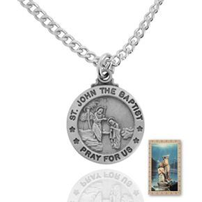Sterling Faith Pewter Saint John The Baptist Round Medal + 24 Inch Endless Chain + Laminated Prayer Card in Saudi Arabia