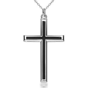 Men's S925 Sterling Silver Cross Pendant Necklace 24 Inches Silver Chain in Kuwait