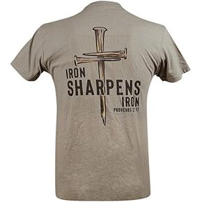Southern Limit Iron Sharpens Stone Grey Men's Short Sleeve T-Shirt Cross Proverbs Mens Inspirational Christian in Saudi Arabia