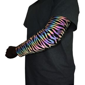 Akkad Kuti Men Rainbow Reflective Sleeves Compression Arm Sleeves Holographic Glowing Night Casual Sleeves in Kuwait